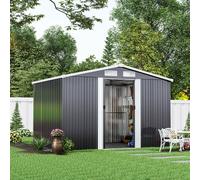 8 X 6 ft Charcoal Black Apex Metal Shed Garden Storage Shed with Base