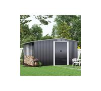 8 x 6 ft Metal Shed Garden Storage Shed Apex Roof Double Door with 6.7 x 2.1 ft Log Store, Black Living and Home Black One Size