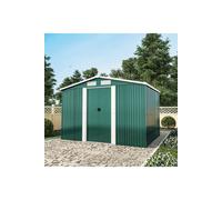 8 x 6 ft Metal Shed Garden Storage Shed Apex Roof Double Door with Base Foundation,Dark Green Living and Home Green One Size