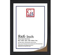 8 x 6 Inch Frame - Picture Frame | Photo Frame | MDF Wooden Effect Frame with Styrene Front | Freestanding & Wall Mountable | Flat Shape (Black)