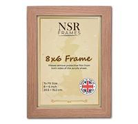 8 x 6 Inch Oak Picture Photo Frame (20.5x15.2 cm) - Flat Wall Mount Hang Hooks & Tabletop Stand Poster Wooden Portrait/Panoramic Acrylic Display