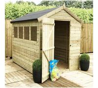 8 x 6 Premier Pressure Treated Apex Shed Marlborough Natural One Size