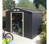 Rowlinson Trentvale 8X6 Metal Apex Shed - Dark Grey, Grey