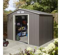 Rowlinson Trentvale 8X6 Metal Apex Shed - Light Grey, Grey