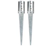 (8 x 61 cm/ 2 pcs) vidaXL 2/6x Ground Spike Silver Galvanised Steel Soil Arch Spear Multi Sizes