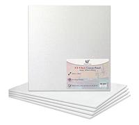 8 X 8” / 20 x 20cm Canvas Panel Stretched Blank Canvas Board Primed Artist Boards 100% Cotton for Oil Paint Acrylic Painting Mixed Media White Canvases Painting Panel (8x8 Inch - 5 Boards)
