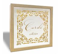 8"x 8" Card Collection Box Photo Frame - Gold Carved Pattern Keepsake - Everything I Want to Remember - Display Collect Memory Box for Greeting Cards, Tickets,Wedding Invitation Keepsake Gift - A02