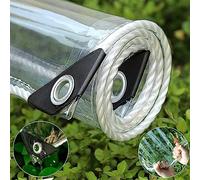 8' x 8' Clear Waterproof Tarp, 14 Mil 400g/m² Transparent Heavy Duty PVC Vinyl Tarpaulin Cover with Grommets, Anti-Tear Waterproof Clear Vinyl Roll Up Shades for Patio Outdoor Camping
