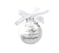 8 X 8 Cm Christmas Ornament Feather Ball, "I Have an Angel in Heaven" With Small Angel Bauble Hanging Ornaments in Memory of Loved Ones-He Forever in Our Heart (Granddaughter)