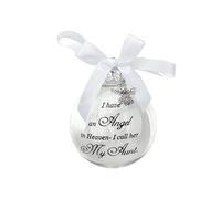 8 X 8 Cm Christmas Ornament Feather Ball, "I Have an Angel in Heaven" With Small Angel Bauble Hanging Ornaments in Memory of Loved Ones-He Forever in Our Heart (My Aunt)