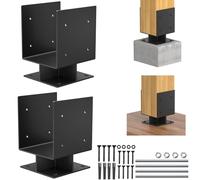 8"x 8" Concrete Post Base, 2Pcs Stainless Steel Adjustable Post Anchor Bracket (Internal 3.5 x 3.5), U-Shape Wood Post Base Holder for Pavilion Deck Porch Handrail Railing Support