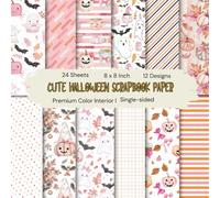 8 x 8" Cute Halloween Scrapbook Paper: Assorted Pink Pumpkin & Ghost Print Sheets for DIY Crafts, Journaling, Albums, Invitations, Gift-wrapping: ... Interior, Single-sided,12 Designs, 24 Sheets