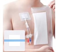 8 x 8 inch Dialysis Catheter Shower Cover, Waterproof Shower Caps for Breast, Chemo Port Covers for Showering, G/J Peg Feeding Tube, Wound Dressing, No Glue in the Center (Pack of 10)