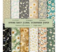 8 X 8" Spring Daisy Floral Scrapbook Paper: Colorful Floral Decorative Sheets for DIY Crafts, Journaling, Albums, Invitations, Gift-wrapping: Premium Color Interior, Single-sided,12 Designs, 24 Sheets