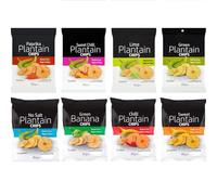 8 x 85g Assorted Plantain Banana Gluten Free Chips (1 each of Paprika, No Salt, Green Banana, Green Plantain, Sweet Chilli, Lime, Chilli, Sweet)