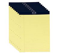 8 X A4 Legal Pad Executive Refill Pads Tape Head Bound Notepads with 100 Perforated Pages of 80 GSM Paper - Feint Ruled with Margin and 8mm Lines - 29.7 x 21cm, Yellow