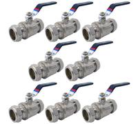 8 X Ball Valve 28mm Full Bore Black Lever Compression (Pack Of Eight)