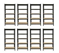 Monster Racking 8 X T-rax Black Metal Racking Units 75Cm X 150Cm X 30Cm, Black