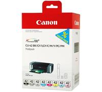8 x Canon Original OEM CLI-42 Inkjet Cartridges BK, GY, LGY, C, M, Y, PC, PM