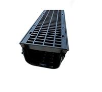 8 x CD410 Shallow Flow Drain Channel Drainage 1m Length Plastic PVC Heavy Duty Including 2 x Endcaps Pack for Water Rain Storm Shower Garden Driveway
