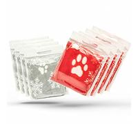 8 X Christmas Pet Blankets - Washable Snowflake Pattern & Paw Prints, Soft Warm Fleece, Cat & Dog Blanket, Puppy Gifts (70cm X 73cm, RED and GREY (Pack of 8))