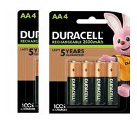 8 x Duracell AA 2500 mAh Rechargeable Batteries, NiMH HR6 MN1500 Duralock