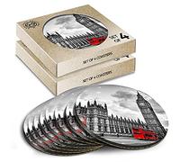8 x Eco Boxed Cork Coasters - Houses Of Parliament Big Ben London Drink Cup Mug Glass Table Mat #16177