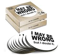 8 x Eco Boxed Cork Coasters - May Be Wrong Sarcastic Quote Drink Cup Mug Glass Table Mat #13238