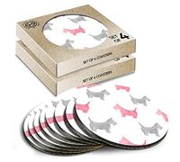 8 x Eco Boxed Cork Coasters - Scottie Dog Pattern Puppy Scottish Terrier Drink Cup Mug Glass Table Mat #46285