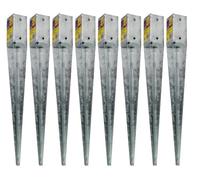 8 x Fence Post Holder 75mm posts Support Drive Down Spike Wedge Grip Galvanised for 75mm x 75mm posts, 600mm spike (3" x 24") Eliza Tinsley Swiftpost, Pack of 8