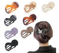 8 x French Concord Flat Hair Clips, HAOTIAN-X 3.35 Inch Flat Hair Claw Clips, Strong Hold Banana Barrettes, Non-Slip Hair Clips, Jaw Clips for Women, Girls, Thick Hair