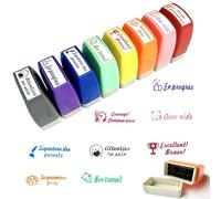 8 x French Teachers Stamp - French Teacher Ink Stamp - Children's Ink Stamp with Box, Teacher and Encourage Student Gift, Multi-Coloured