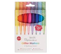 8 x Glitter Sparkle Bullet Tip Marker Pens Bright Rainbow Colours (Papermania)