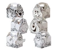 8 x Jungle Colouring In Childrens Kids Carry Food Birthday Party Meal Box - Empty Boxes