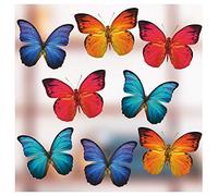 8 x Large Butterfly Window Stickers for Glass Decorations - Beautiful Double Sided Static Cling Decals - Anti Collision Bird Strike Stickers