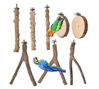 8 x Multifunctional Parrot Stand Branch Grinding Scratcher Toy Conua Bird Finch Platform Hammock Standing Toy