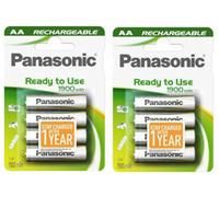 8 x Panasonic AA Rechargeable Batteries 1900 mAh Ready To Use LR6 NiMH MN1500
