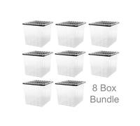 8 x Plastic Storage Boxes 110 Litres Extra Large - Clear & Black Supa Nova by Strata