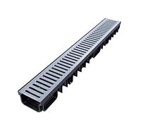 8 x Polydrain B125 12.5 Tonne Galvanised Extra Heavy Duty Shallow Flow Linear Storm Drain Channel Drainage Driveway Aco Drain 1 metre with Built in Quadbox Corner on Each Length