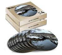 8 x Round Coasters - Slaters Bridge Little Langdale Lake District UK Cork Backed MDF Glossy Tea Coffee Accessory #53422