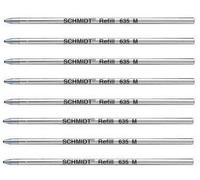 8 x Schmidt 635M Mini Ball Pen Refill - Blue - (Compatible with Lamy M21 and Cross 8518-4)