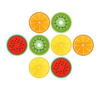 8 x Simpa Fruity Coasters - Novelty Silicone Fruit Slice Inspired Placemats Coasters - Watermelon, Kiwi Fruit, Orange and Lemon Designs - 9cm Diameter