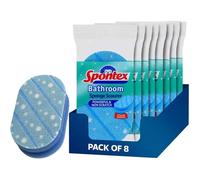 8 x Spontex Bathroom Sponge Scourer Blue - Non Scratch Bathroom Cleaning Sponge with Nail Guard Grip & Curved Edges, Safe for Enamel, Showers, Baths & Delicate Surfaces