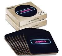 8 x Square Coasters - Neon Sign Design Liverpool City England Cork Backed MDF Glossy Tea Coffee Accessory #350255