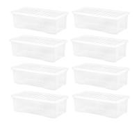 8 x Transparent Plastic Clear Storage Boxes With Lids Home Office Kitchen BULK