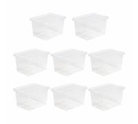 8 x Transparent Plastic Clear Storage Boxes With Lids Home Office Kitchen BULK