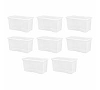 8 x Transparent Plastic Clear Storage Boxes With Lids Home Office Kitchen BULK
