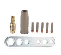 8 x welding nozzles and contact tips set for MB15AK, copper with non-stick coating, 0.6-1.2 mm nozzle opening, including holder and key for MIG welding (0.9 mm)