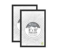 8 x10 Inch Black Picture Frames Photo Frame Set MDF Wood with Styrene Glass Front Photo Frames Display Frames Art Print Poster Frame Wall-Mountable & Freestanding For Home Office Schools (2)