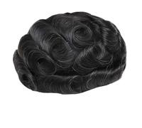 8"X10"Man Hairs Prosthesis Breathable French Lace with PU Perimete Toupee for Men, Human Wig System Men's Hairpiece for Cover Thinning Hair(1B10#,30mm Wave)